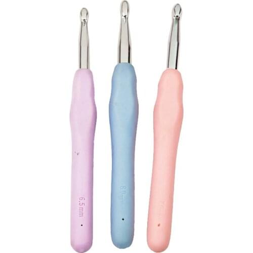 Mix Sizes 6.5/7.0/8.0mm 3Pcs Crochet Hook Soft Handle Crochet Needles Weave Craft Yarn Sewing Tools Knitting Hooks Needles