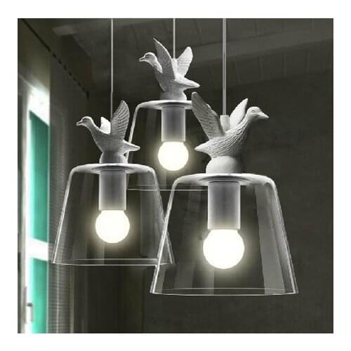 EU warehouse modern minimalist style restaurant bar pendant lamps American country bedroom white duck Bird glass Pendant lights