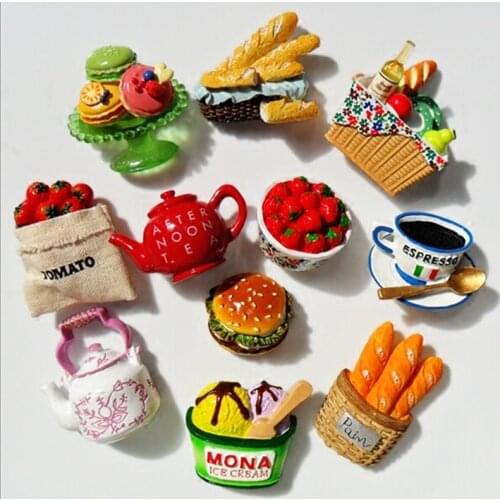 Hand-painted Food Series 3D Fridge Magnets High Quality Creative Resin Home Decortion Refrigerator Magnetic Sticker