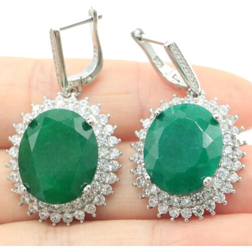38x13mm Gorgeous 4g Created Golden Citrine Green Peridot Cubic Zircon Daily Wear 925 Sterling Silver Earrings