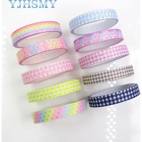 YJHSMY G-18813-928,10 mm 10 yards Flash powder Ribbons Thermal transfer Printed grosgrain Wedding Accessories DIY material