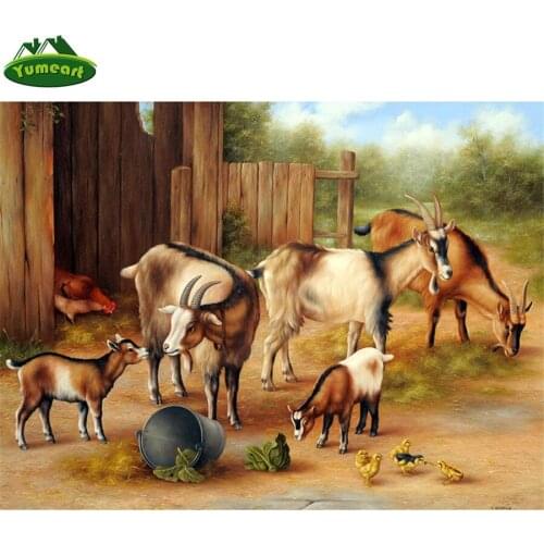 Yumeart Needlework Diamond Embroidery Diy Goats Crystal Bright Drill Diamond Painting Cross Stitch Picture European Home Decor