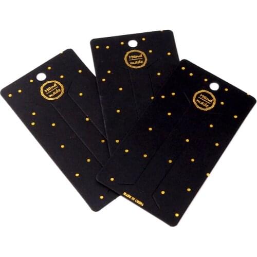 20PCS Paper Hair Clip Cards Handmade 2.68"x4.92" Black Hair Claws Accessories Card Jewelry Hairpin Cardboard Golden Dots