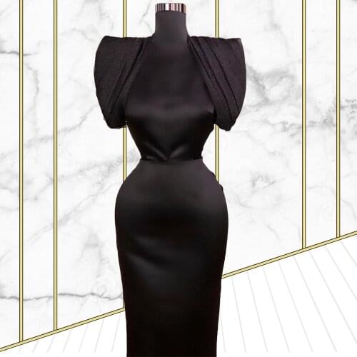 Vestido De Festa Black High Neck Evening Dresses Dubai Arabia Muslim Mermaid Prom Gowns Celebrity Dress 2021 Plus Size