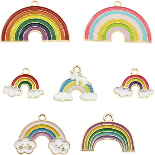 10pcs Classics Mixed Style Rainbow Sun Drop Oil Alloy Pendant New Fashion Colorful Enamel Art DIY Jewelry Accessories