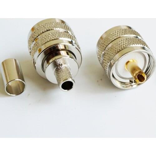 1X Pcs PL259 PL-259 SO239 SO-239 UHF Male Socket Crimp for RG-8X RG8X RG59 LMR240 Cable Brass RF Connector Coaxial Adapters