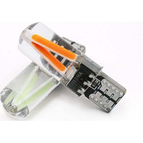 2Pcs Silicone T10 LED Car Clearance Light License Plate Bulb Signal Lamp 12V COB Filament Wedge Side Automobile Reading Light