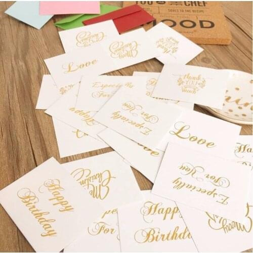 20pcs/lot Hot gold Blessing card message card Happy Birthday Merry Christmas Happy New Year Love blessing greeting cards