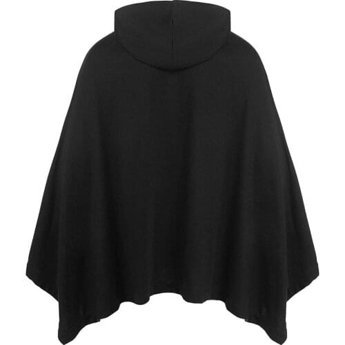 2021 Fashion Men Cloak Hoodies Solid Color Loose Hooded Cape Streetwear Casual Chic Men Sweatshirts Pockets Poncho 5XL