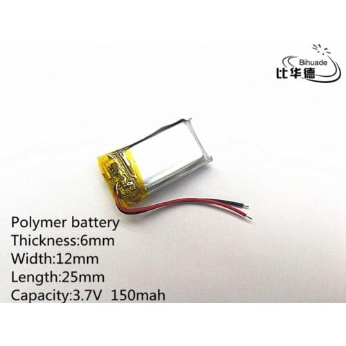 3.7V,150mAH 601225 PLIB (polymer lithium ion / Li-ion battery ) for Smart watch,GPS,mp3,mp4,cell phone,speaker