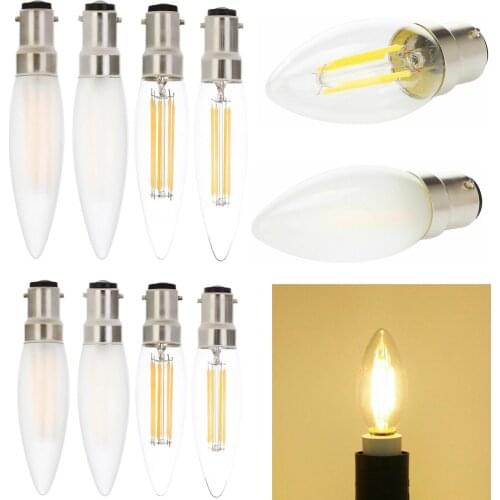 5Pcs/lot B22 Screw 2W 4W 6W 220V LED C35 COB Candle light Bulb Energy Saving Filament Bulb Edison Warm White