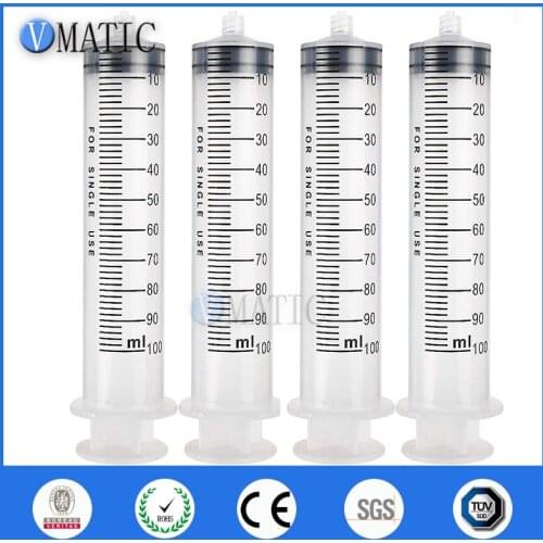 Free Shipping 5Pcs Glue Dispensing Plastic Manual Syringe / Hand Syringe 100cc/ml