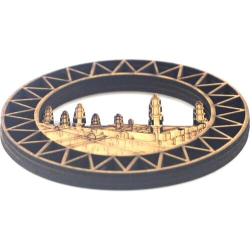 Wooden Islam Eid Mubarak Ramadan Festival Gurban Festival Round Love Refrigerator Sticker Home Decoration Crafts Gift Party Deco