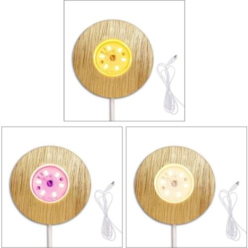 Wooden Base Creative Crafts Solid Wood Luminous Base 3D Crystal Ball Led Luminous Solid Wood Base Customization