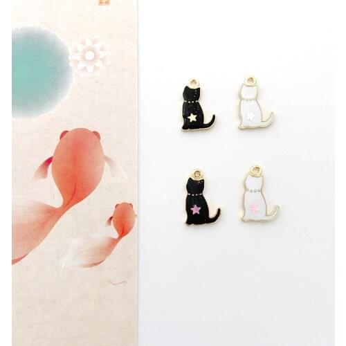 So Cute Heart Cat Oil Drop Enamel Charms for Jewelry Earring Bracelets DIY Jewelry Making Golden Base 16x11mm