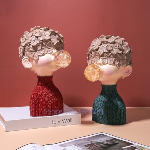 Creativity Resin Blowing Bubbles Boy Human Sculpture Abstract Desktop Furnishings Modern Home Living Room Decoration Figurines