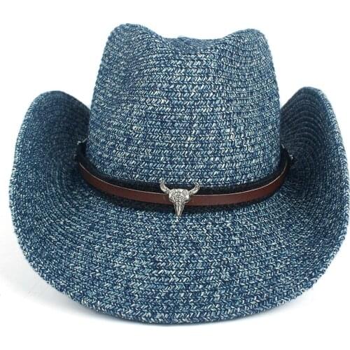 2019 Hollow Western Cowboy Hat Women Men Summer Straw Sombrero Hombre Beach Cowgirl Jazz Sun Hat Size 57-59CM