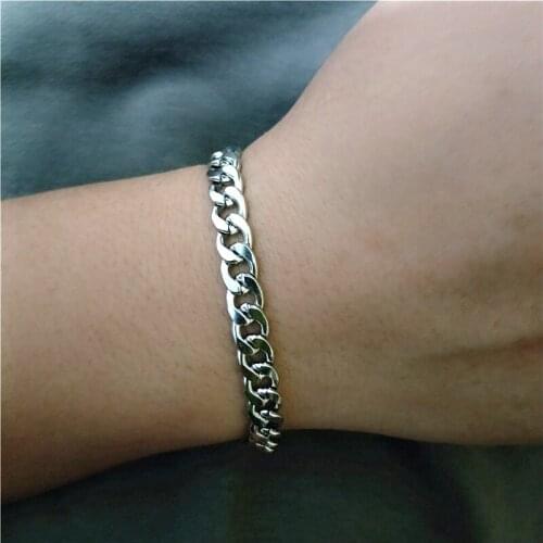 Mens Bracelets Stainless Steel Hollow Curb Link Chain Bracelets For Men Women Hip Hop Fastness Brake Chain