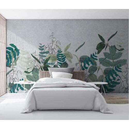 Custom Photo Mural Wallpaper Modern Small fresh tropical plants Wall Painting Bedroom Living Room Wall Covering Decor wallpaper