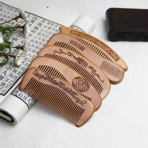 Natural Peach Wood Comb 1PCS Closed Teeth Anti-static Hair Brush Massage Hair Care Brush Travel Tools