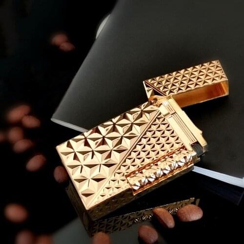 100% new vintage dupont gas lighter gas cigarette lighter polished jet gasoline flint lighter metal gas lighter