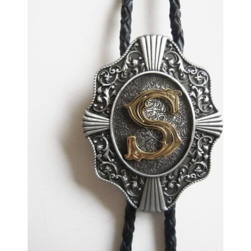 Wholesale Retail New Vintage Original Initial Letter S Wedding Bolo Tie Necklace in Stock Factory Direct Free Shipping