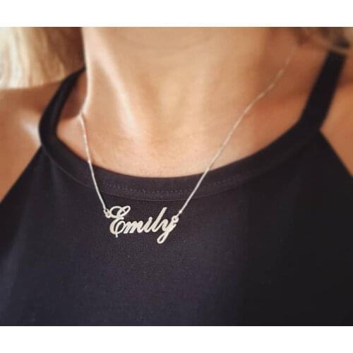 Custom Name Necklace Women Men Personalized Jewelry Stainless Steel Long Box Chain Letter Necklaces Pendants Best Friend Gifts