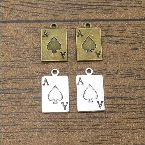 Poker Of Ace Charms 30PCS/Lot 20×12mm Double Sided DIY Supplies For Necklace Earrings Charm Bracelet 2 Colors Available-RS269