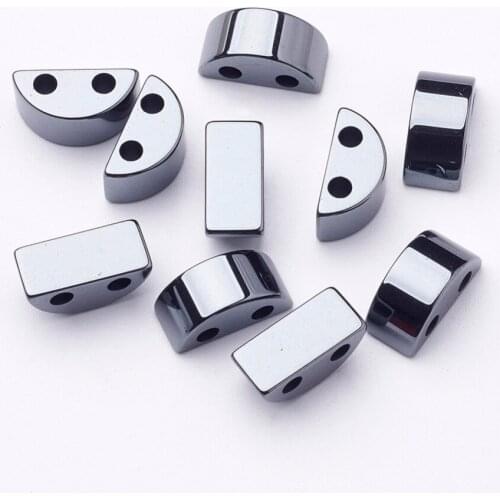 100pcs Half Round Non-Magnetic Synthetic Hematite Beads Black for jewelry making accessories findings 13x7x6mm, Hole: 2mm F50