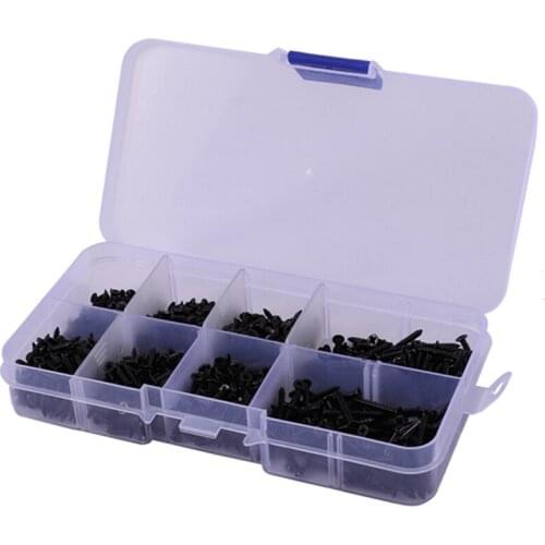 800Pcs/Lot M2 Cross Screws Self Tapping Screws Carbon Steel Countersunk Flat Cross Head Screw Bolt Set Assortment Kit Black