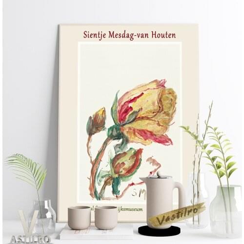 Sientje Mesdag-Van Houten Exhibition Museum Poster Rose Watercolor Vintage Art Canvas Painting Living Room Bedroom Home Decor