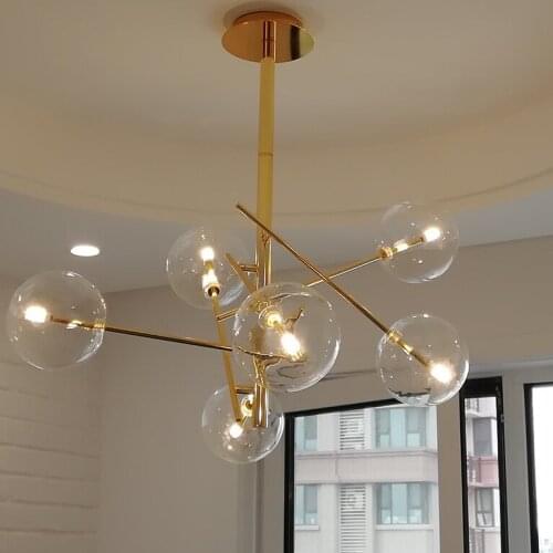 Nordic Modern Chandeliers Living Room Lamps Creative Loft Cafe Bedroom Glass lED Chandelier Golden Beans ceiling fixtures light