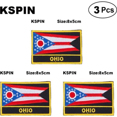 U.S.A Ohio State Rectangular Shape Flag patches embroidered flag patches national flag patches for clothing DIY Decoration