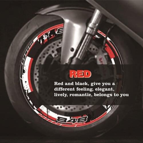 For DUCATI 848 Motorcycle Reflective Inner Outer Rim Sticker Fecals Full Coverage Sticker Moto Wheel Decorative Decals 848 4X