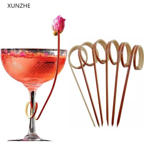 XUNZHE New 12cm 100 pcs/bag cocktail sign Bamboo Fruits Fork Vegetable Fork Fruit Snack Dessert Forks Holder For Party