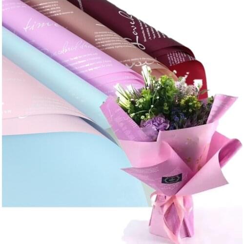 20pcs/lot Waterproof Flowers Packaging Double sided English Paper Flowers Florist Bouquet Gift Florist Supplies Wrapping Paper