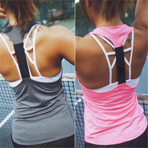Women Sports Sleeveless Fitness Singlet Gym Vest Tank Top Vest Loose Tops Backless Yoga Shirt Running Clothes