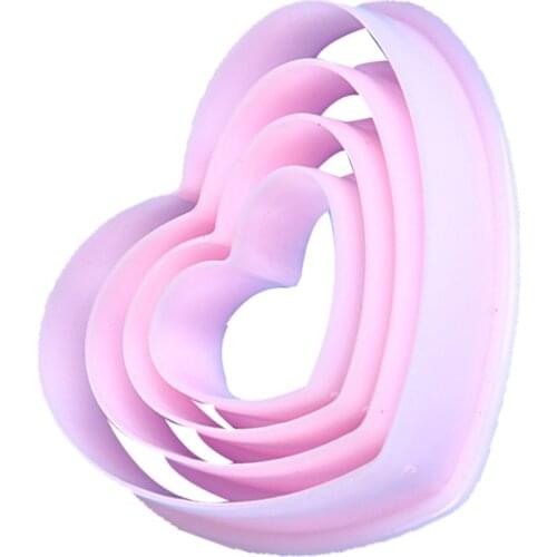 4pcs/Set Heart Shaped Plastic Cake Mold Cookie Cutter Biscuit Stamp Fondant Sugar Craft Pastry Cake Decorating Tools Baking Tool