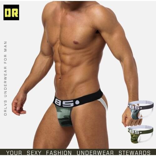85BS mens underwear AliExpress convex low waist camouflage cotton sexy thong BS143