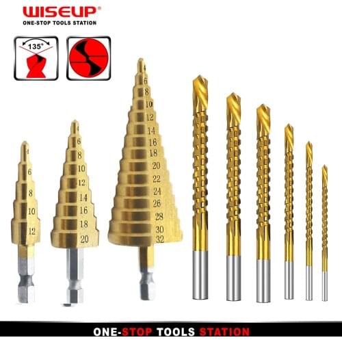 9 Pcs/Set HSS Titanium Metal Drill Bits Straight Groove Step Drill Bit Cobalt Drills For Wood Metal Hole Cutter Drilling Tools