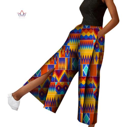 African Wide Legged Trousers African Print Pocket Pant Dashiki Clothing Ankara Cotton Batik Wax Printed Clothing BRW WY5280