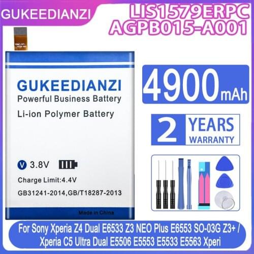 Battery LIS1579ERPC AGPB015-A001 4900mAh For Sony Xperia Z3+/Xperia C5 Ultra Dual E5506 E5553 E5533 E5563 Xperi