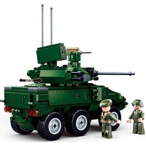SLUBAN Military EBRC Wheeled Infantry Fighting Vehicle WW2 Army MBT Figures Battle Tank MOC Building Blocks Bricks Classic Model