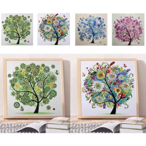 4pcs DIY Diamond Painting Four Seasons Tree Special Shaped Diamond Cross Stitch Kits Crystal Rhinestone Picture Arts