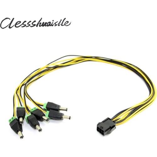 ATX PCI-E Express 6pin 6p to 6pcs DC 5.5X2.1mm Plugs of Gridseed Mini 60cm 0.6m