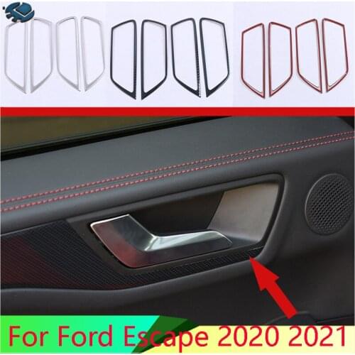 ABS Chrome Inner Door Handle Cover Catch Bowl Trim Insert Bezel Frame Garnish For Ford Escape Kuga 2020 2021
