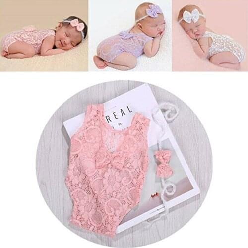 Focusnorm Newborn Baby Girls Boys Angel Wings Costume Photo Photography Prop Outfits Fashion Sleeveless Lace Bodysuit