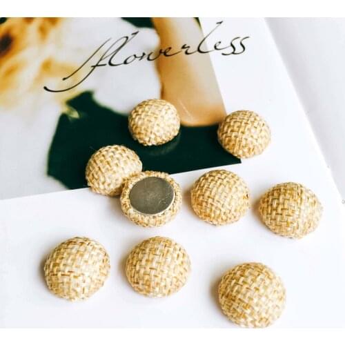 Cotton Beige Cameo Button Earrings Brooch Spacers Pendant Accessories Supplies for Jewelry Making Handmade Material 15mm 40pcs