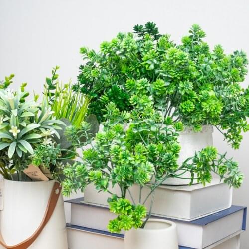 Artificial Plastic Fake Plants Chrysanthemum Grass Fake Leaves Autumn Decoration Green Home Branches Background Accessories