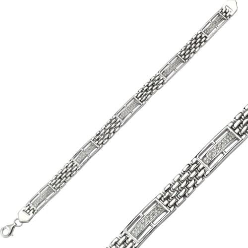 KUTAYDAN 925 Sterling Silver Zircon Stone Bracelet